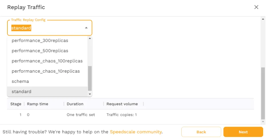 Speedscale Traffic Replay Config