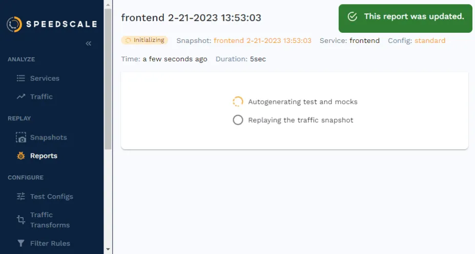 Once the replay has started, you’ll be taken to the report page.