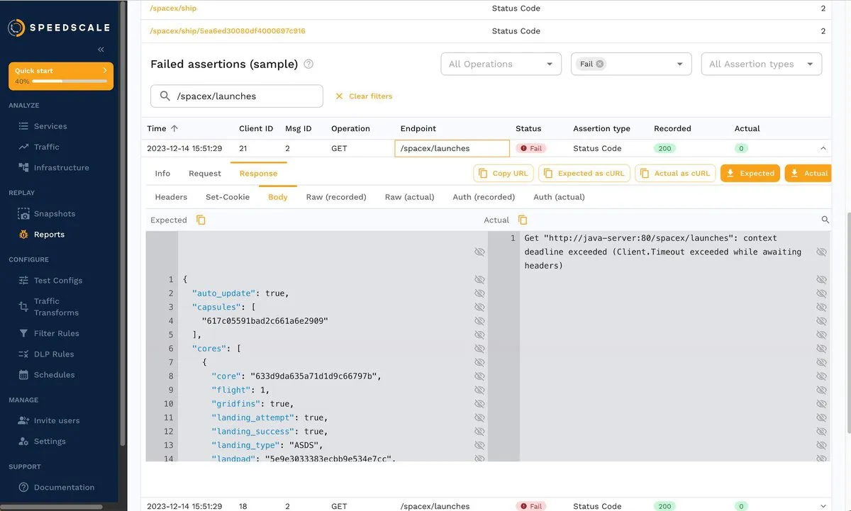 Reports details on response