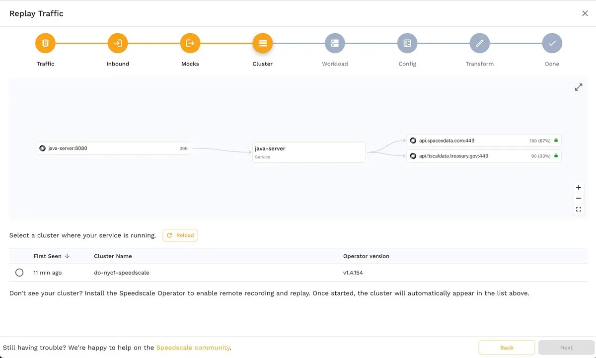 Replay single cluster