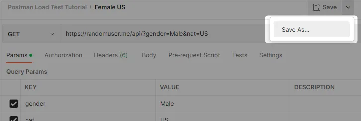 Postman load test tutorial - Save As