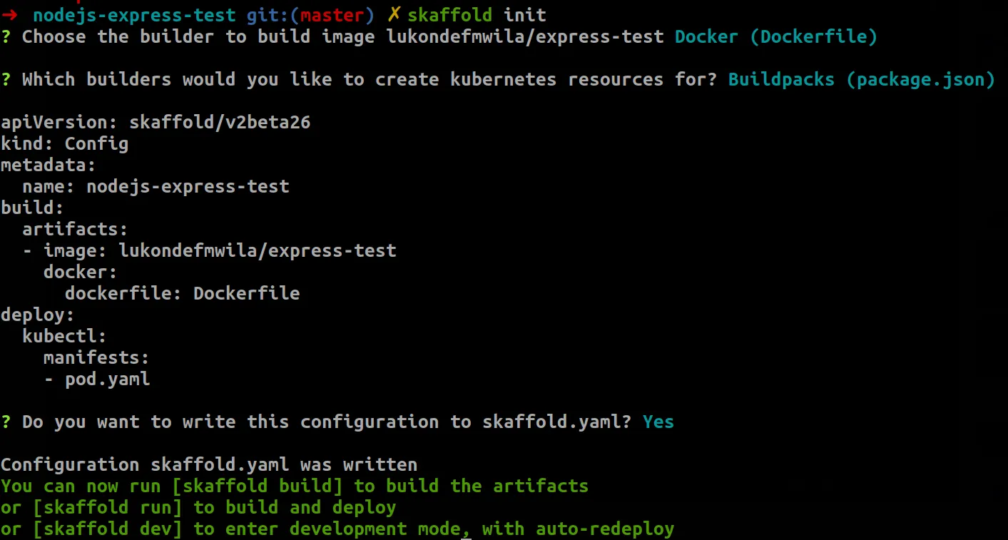 Skaffold Init Command