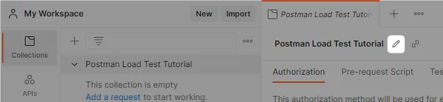 Postman load test tutorial - Edit Collection