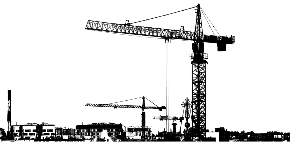 Silhouette of a construction site