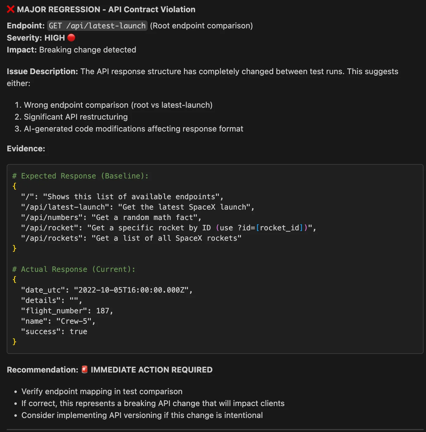 ai showing change detected