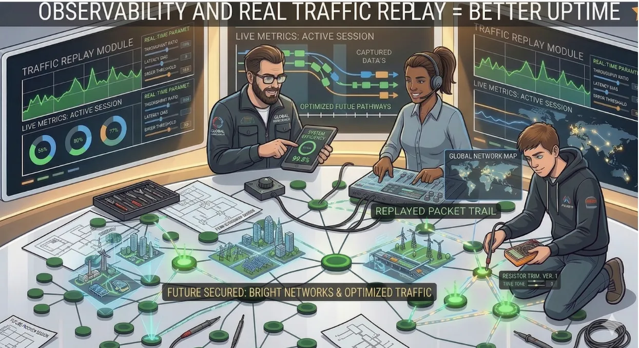 Engineering team analyzing a production incident replay