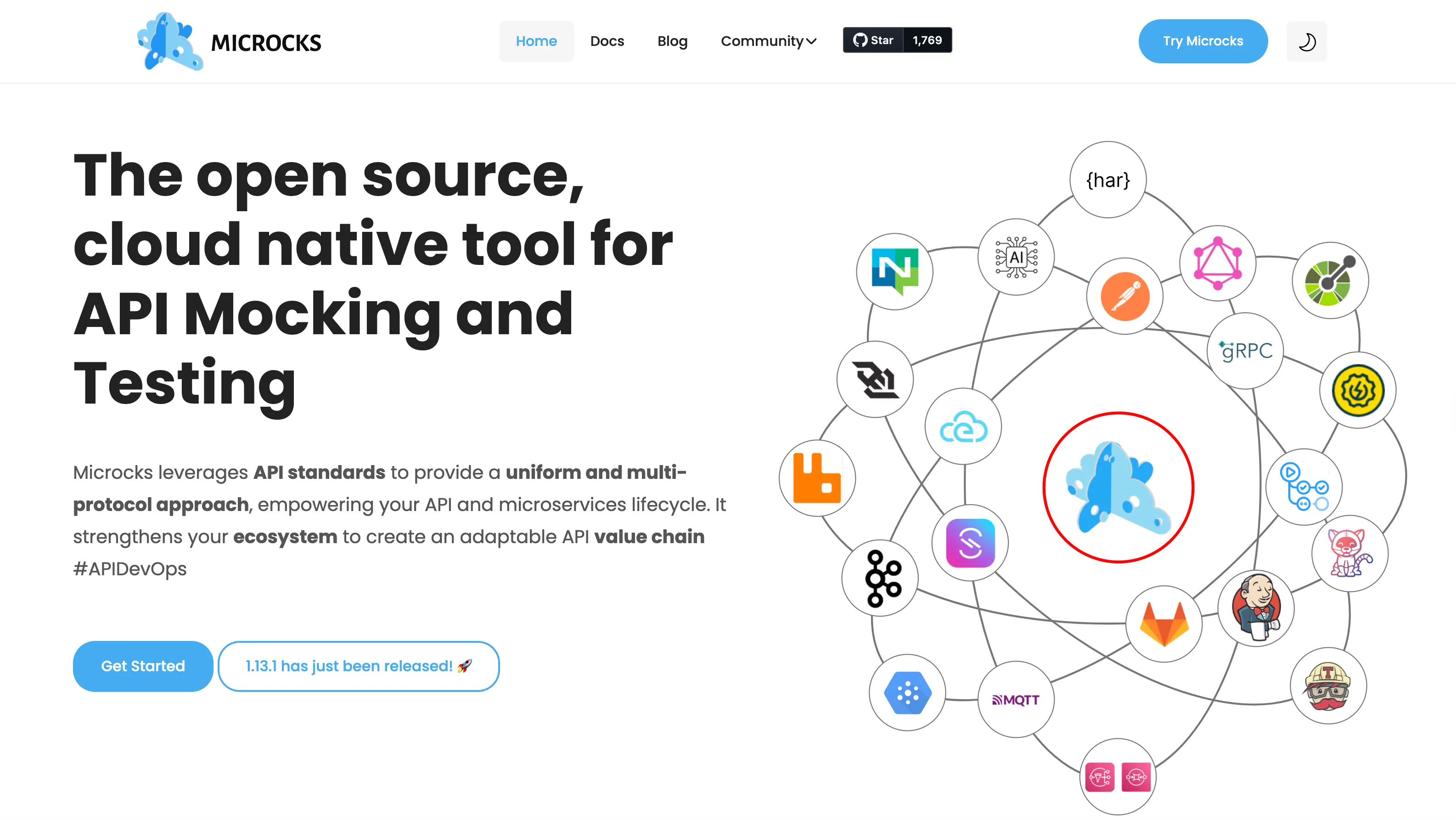 Microcks website front page