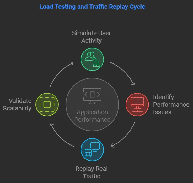 Cycles of load testing with traffic replay