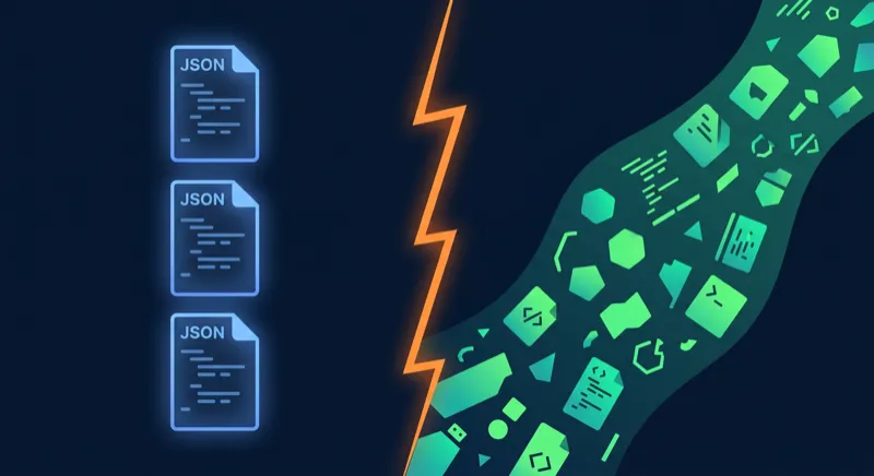Static hand-written JSON mocks versus the variety of real production traffic, separated by a gap