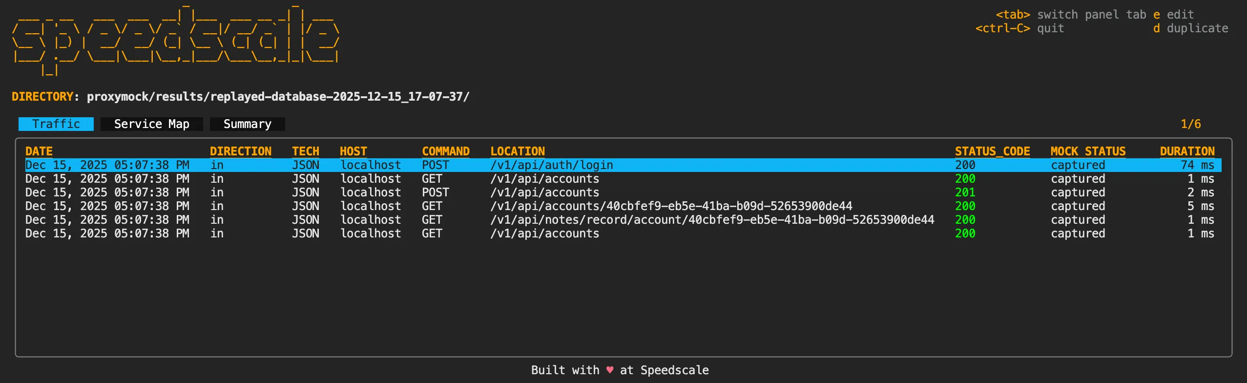 proxymock inspect output