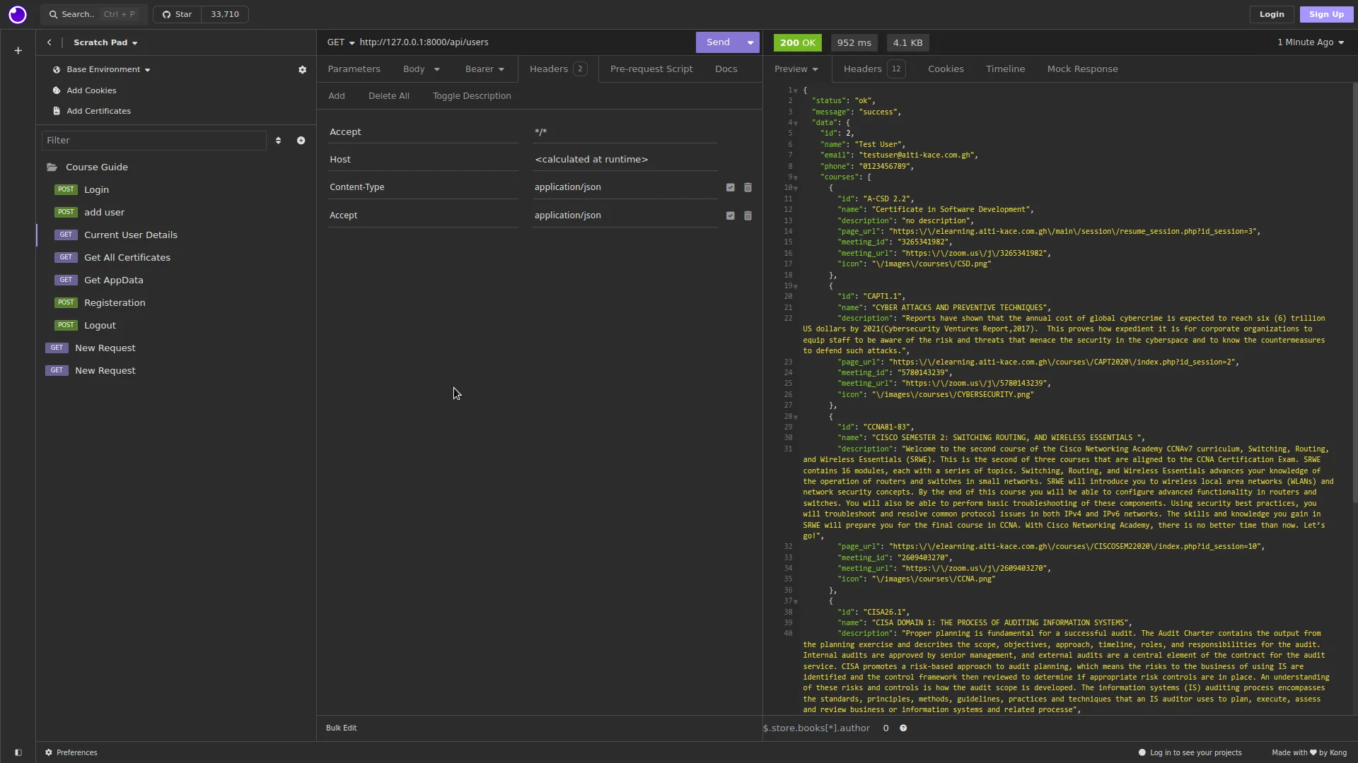 Insomnia API testing tool