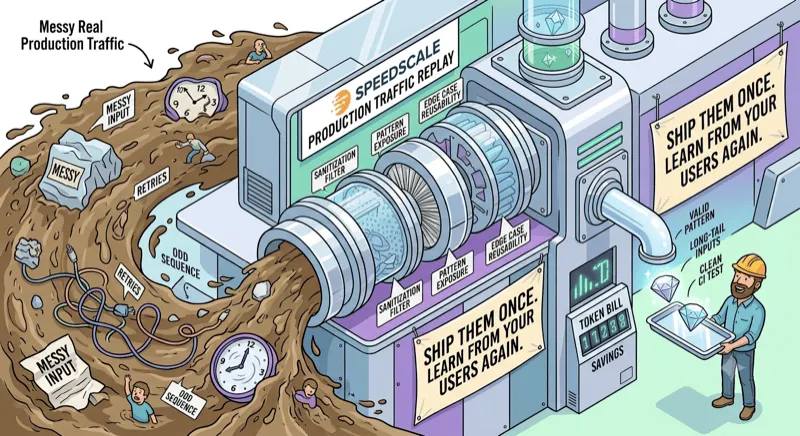 Speedscale traffic replay machine filtering messy production traffic into clean, reusable test scenarios