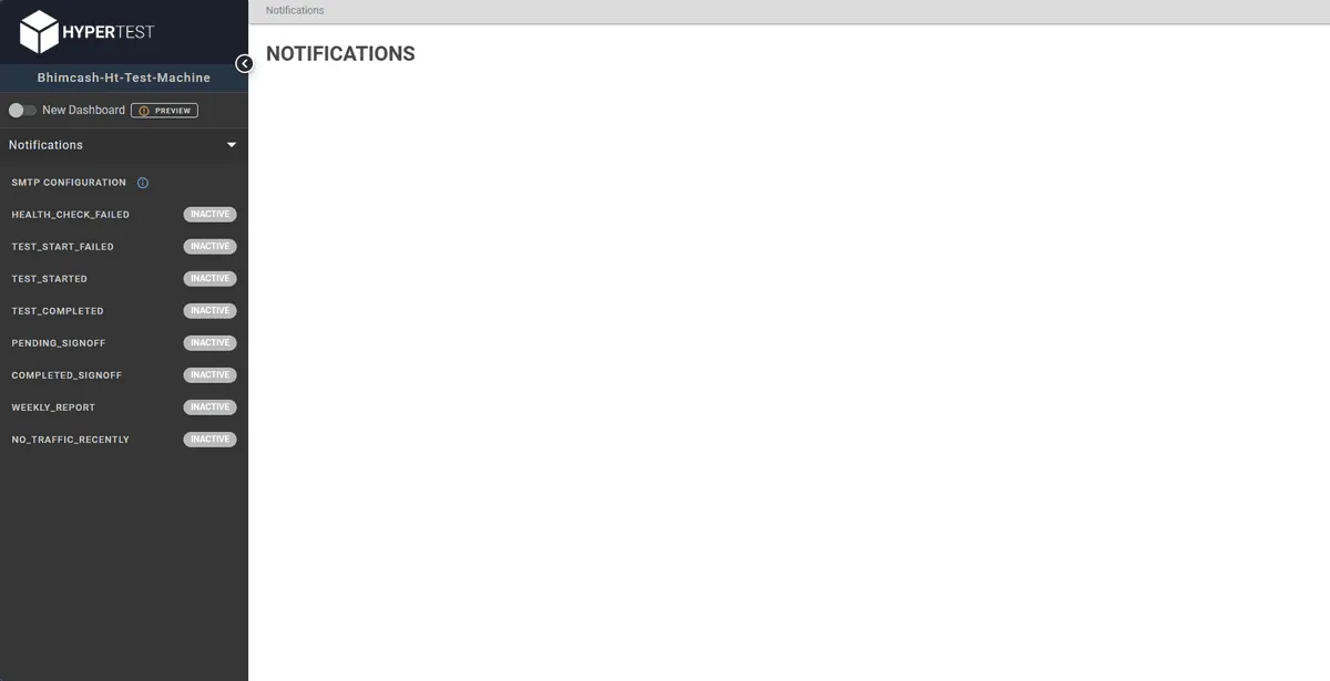 Old HyperTest dashboard