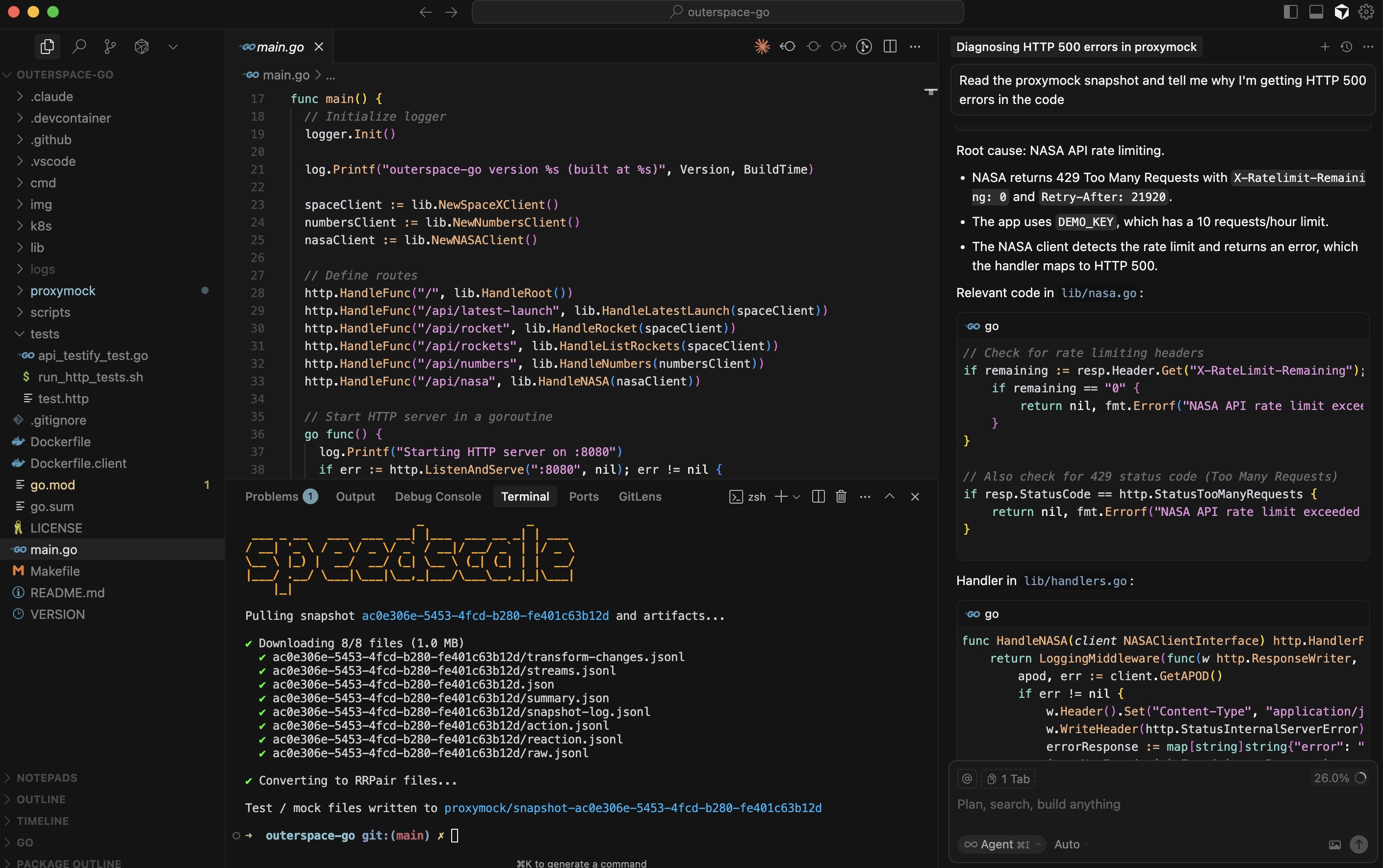 Proxymock MCP integration screenshot
